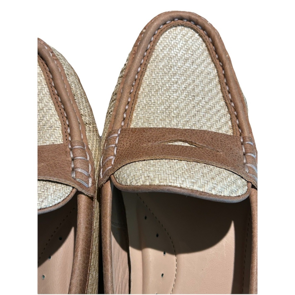 Flag LTD Women's Morgan Leather Penny Driving Loafers Rattan Rafia 9M New $110 - Picture 7 of 12